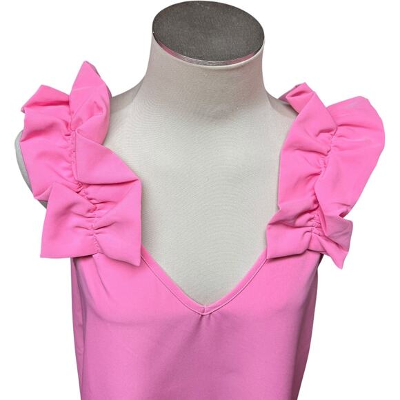 Mud Pie CeCe Ruffle Dress Pink Medium - Picture 7 of 7